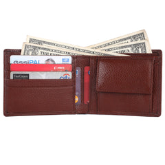 HAMMONDS FLYCATCHER Genuine Leather Wallet for Men, RFID Protected Leather Purse for Men, Money Purse for Men, Bi-Fold Wallet, 4 Card Slots, Coin Pocket, Hidden Pockets - Brown