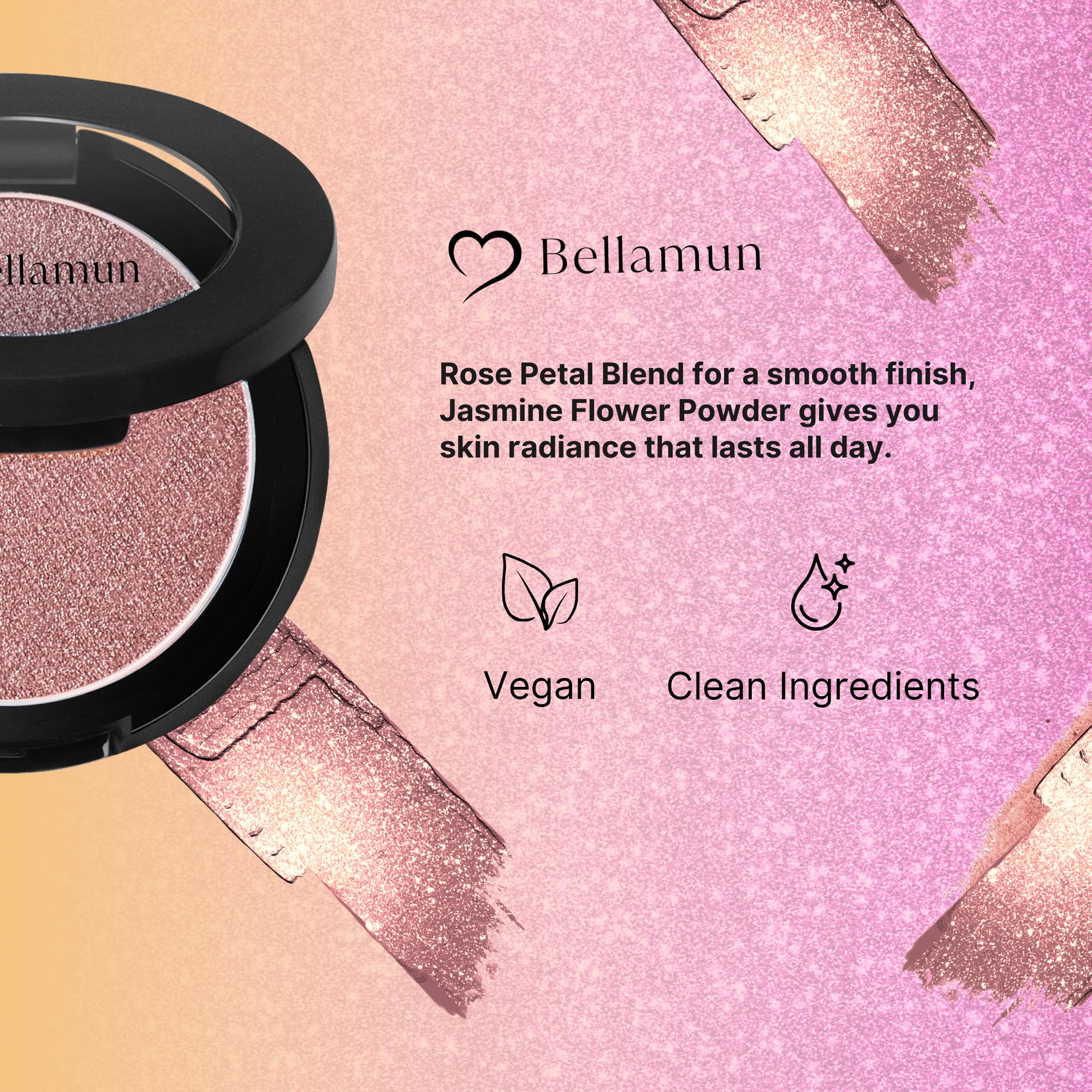 Bellamun Molten Powders for Eyes & Cheeks | High Pigment Blush & Bronzer | Non-Toxic, Metallic Finish | Silky Smooth, Allergen-Free, No Parabens or Silicones | Clean Beauty (Pink Bronze, 4.5x4.5cm)