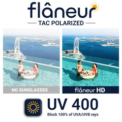 Flaneur Stylish Polarized Sunglasses for Women & Men Square-Frame - UV Protection, Lightweight, Scratch-Resistant, Trendy Eyewear & Accessories for Ladies UV400