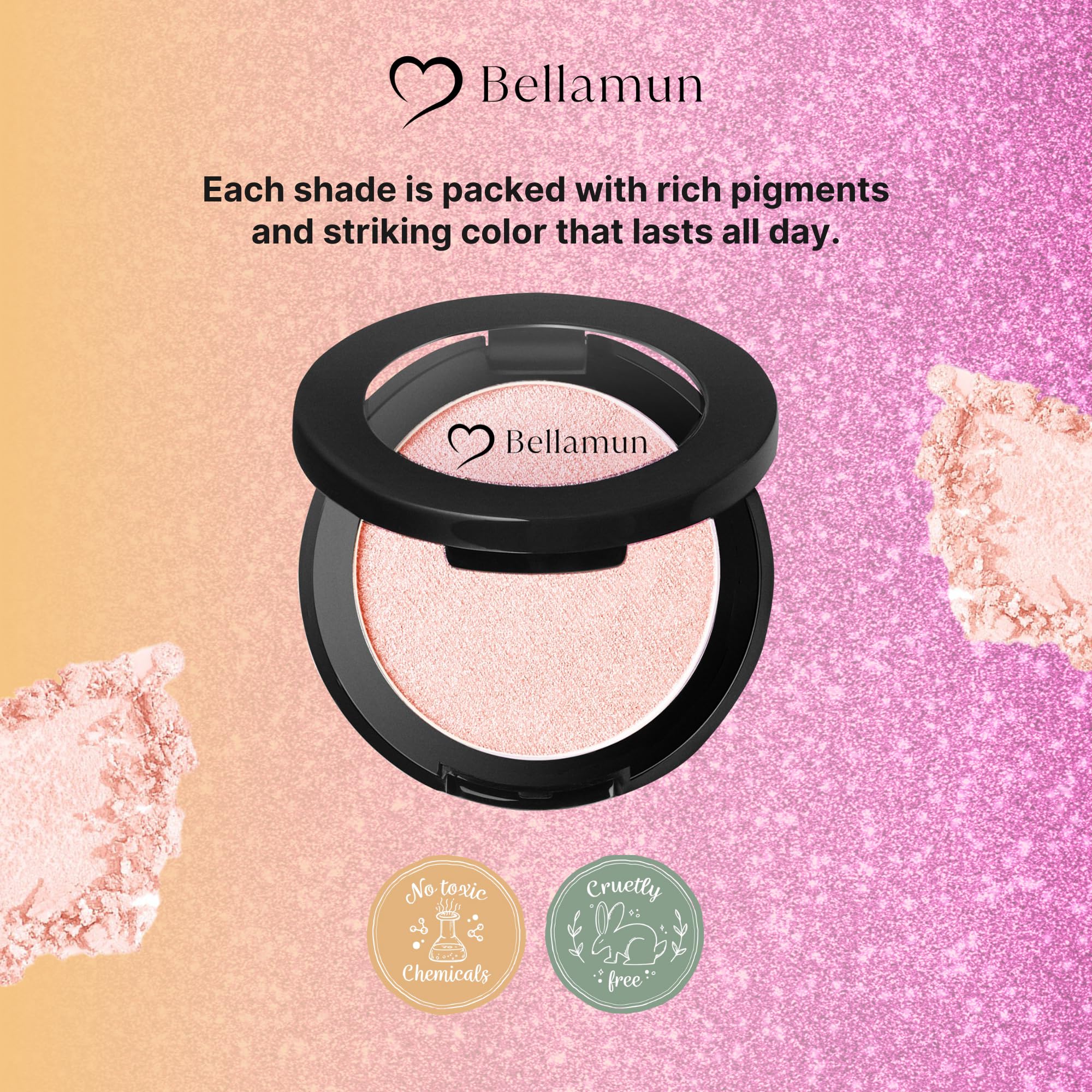 Bellamun Molten Powders for Eyes & Cheeks | High Pigment Blush & Bronzer | Non-Toxic, Metallic Finish | Silky Smooth, Allergen-Free, No Parabens or Silicones | Clean Beauty (Golden Vanilla, 4.5x4.5cm)