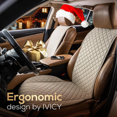 IVICY Linen Car Seat Cover for All Seasons Soft & Breathable Front Premium Covers with Non-Slip Protector Universal Fits Most Automotive, Van, SUV, Truck - 1 Unit