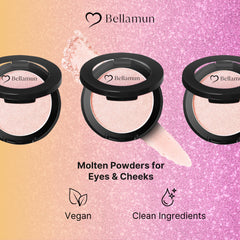 Bellamun Molten Powders for Eyes & Cheeks | High Pigment Blush & Bronzer | Non-Toxic, Metallic Finish | Silky Smooth, Allergen-Free, No Parabens or Silicones | Clean Beauty (Golden Vanilla, 4.5x4.5cm)