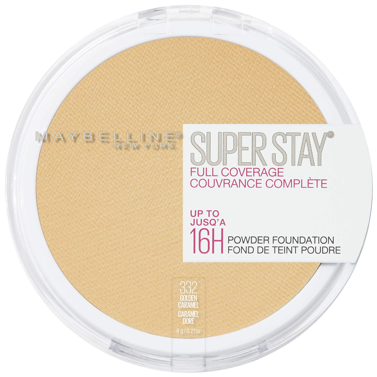 Maybelline New York Super Stay Full Coverage Powder Foundation Makeup Matte Finish, Golden Caramel, 0.18 Ounce