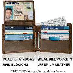 Stay Fine Wallets For Men RFID Blocking | Mens Leather Bifold Wallet | Genuine Leather | Extra Capacity | By, Brown, one size fits all, Classic