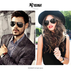 ROCKNIGHT Polarized Aviator Sunglasses for Men Women Metal Flat Top Sunglasses lightweight Driving UV400 Outdoor 58mm