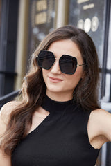FEISEDY Women Large Hexagon Inspired Sunglasses Fashion Irregular Design Style Geometric B2503