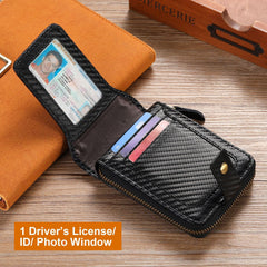 Men Wallet Genuine Leather RFID Blocking Bifold Wallet with ID Window Zip Coin Pocket (Black, One size)