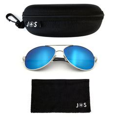 J+S Premium Military Style Classic Aviator Sunglasses, Polarized, 100% UV protection for Men Women