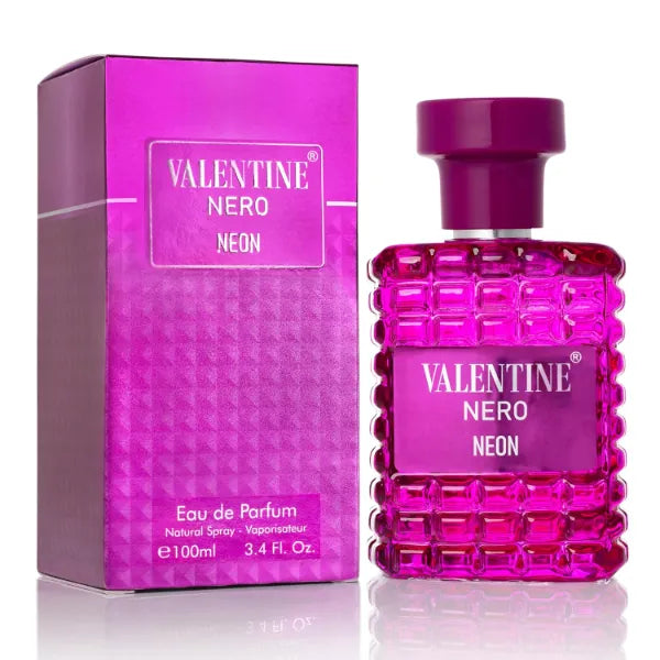 URBAN COLLECTION Valentine Nero Neon Perfume for Women, Sweet Floral Gourmand Fragrance, Bold Coffee Vanilla Orange Blossom Pear, Jasmine Patchouli, Long Lasting Addictive Scent 3.4 oz / 100ml