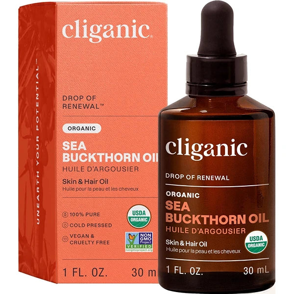 Cliganic Organic Sea Buckthorn Oil, 100% Pure - for Skin & Face, Cold Pressed