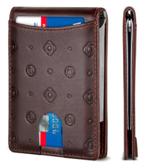SERMAN BRANDS RFID Blocking Slim Bifold Genuine Leather Minimalist Front Pocket Wallets for Men with Money Clip Thin Mens - Chocolate 1.0