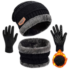 Winter Beanie Hat Scarf Touchscreen Gloves Set Knit Thick Fleece Lined Warm Touchscreen Gloves Beanie Scarf Set for Men and Women. Women Winter Hats 3-Piece Warmer Set, One Size