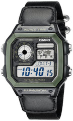 Casio Men's Digital Dial Stainless Steel Band Watch Green/Grey