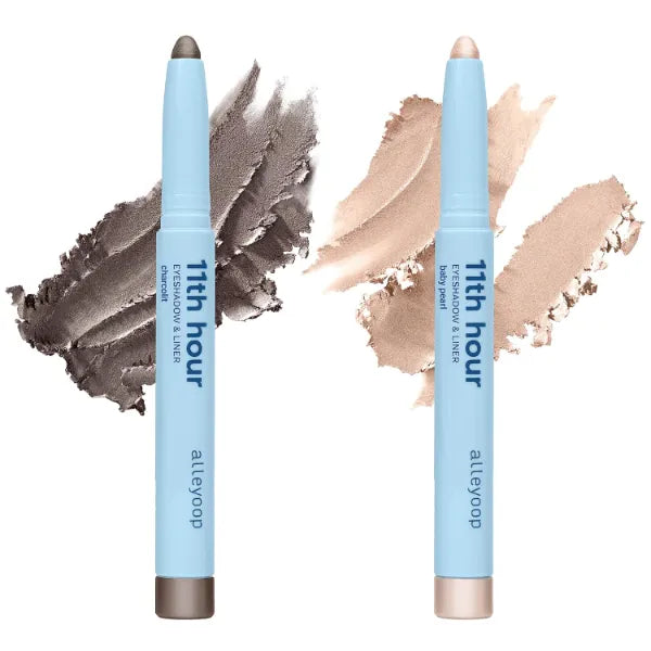 Alleyoop 11th Hour Cream Eyeshadow Sticks Bundle - Charcolit (Shimmer) & Baby Pearl (Shimmer) - Waterproof, Smudge-Proof, Crease-Proof Eyeshadow for Over 11 Hours