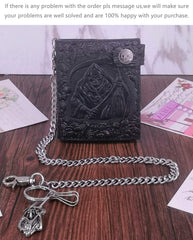 ABC STORY Mens Snap Gothic Cool Sugar Skull Key Chain Biker Wallet Money Clip Card Holder Black