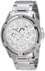 GUESS US Men's Silver-Tone Rhinestone Cut-Through Watch
