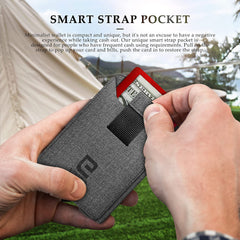 ENIGMA Dapper PU Leather Bifold Front Pocket Slim Wallet for Men, Aluminum Metal Travel Tactical RFID Blocking Card Holder Money Clip, Ideal Men's Gift - GREY