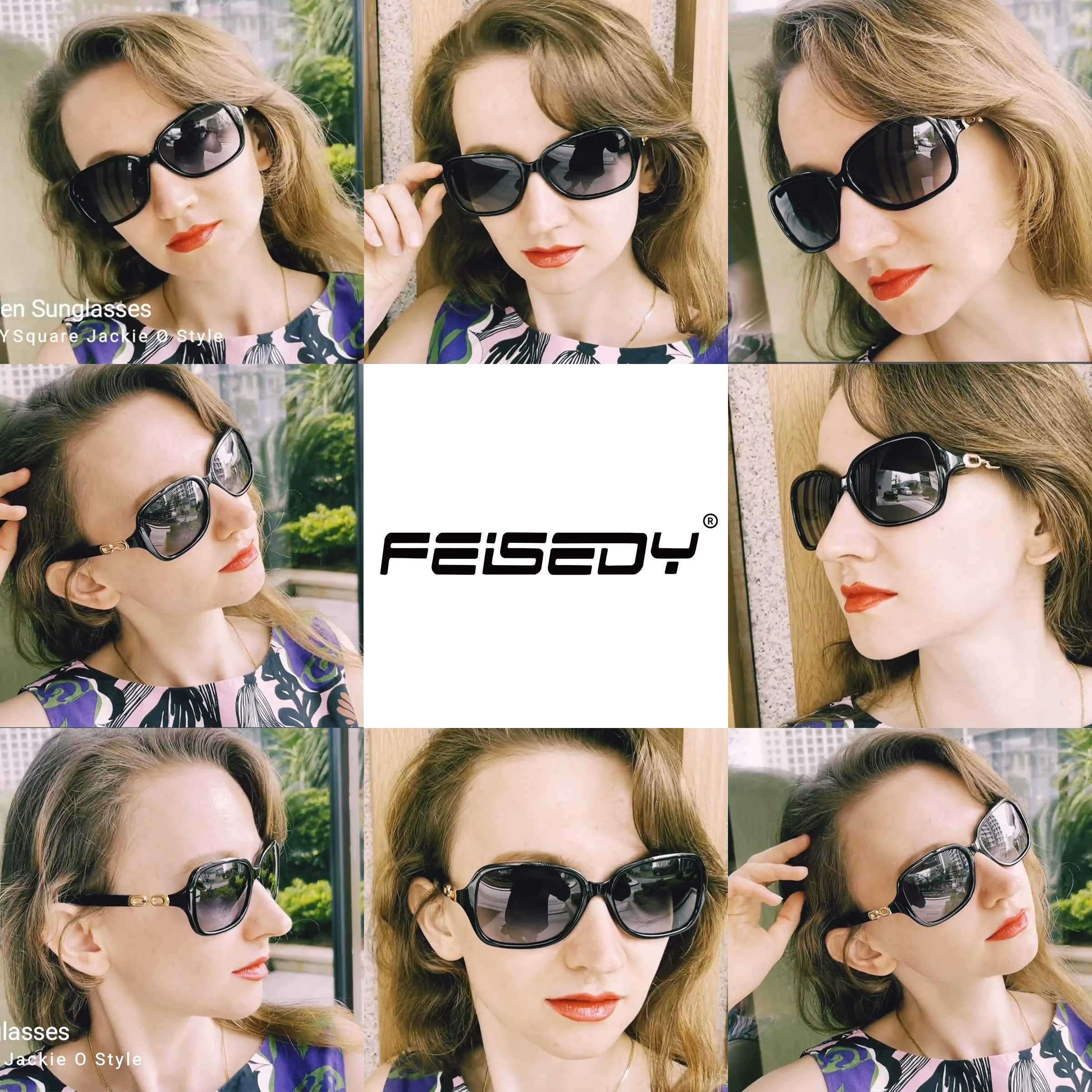 FEISEDY Women Polarized Sunglasses 100% UV400 Vintage Square Sun Glasses Outdoor Driving Fashion Shades for Women B2526