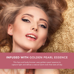 Doll 10 Golden Pearl Face & Body Bronzer - Limited Edition Long Wear Lightweight Pressed Powder Contour Compact
