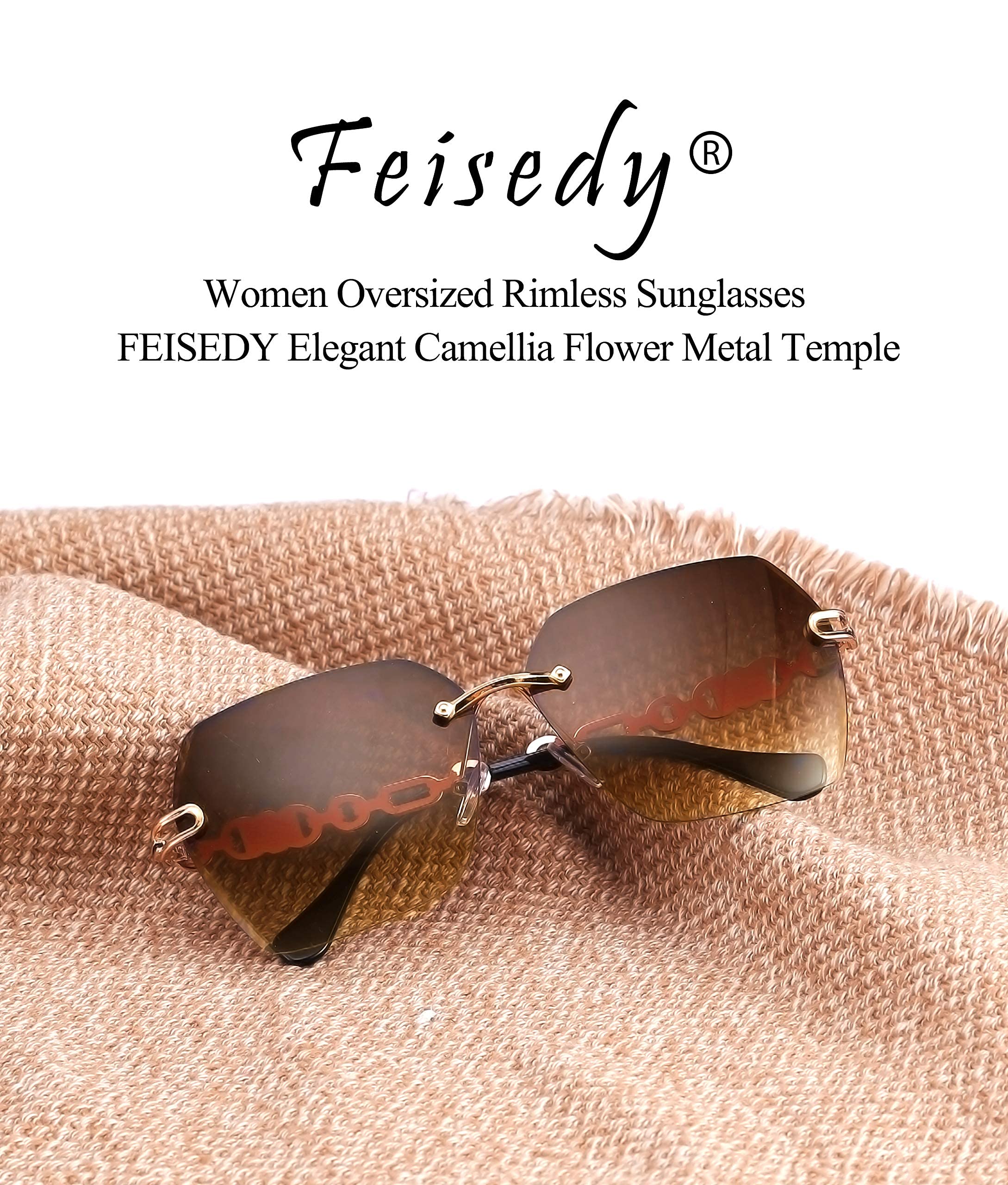 Rimless Sunglasses for Women Metal Square Frame Classic Diamond Grandient lens Eyewear UV Protection Fashion Shades for Women B2567