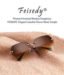 Rimless Sunglasses for Women Metal Square Frame Classic Diamond Grandient lens Eyewear UV Protection Fashion Shades for Women B2567