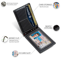 SERMAN BRANDS RFID Blocking Wallet Slim Bifold - Genuine Leather Minimalist Front Pocket Wallets for Men with Money Clip Gift - Modern Black Rogue