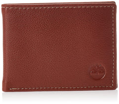 Timberland Men's Wellington RFID Leather Bifold Wallet Trifold Wallet - Cognac