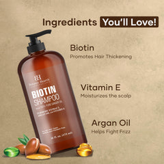 BOTANIC HEARTH Biotin Shampoo with Ginger Oil & Keratin - for Hair Loss and Thinning Hair - Promotes Hair Growth, Sulfate & Paraben Free, for Men and Women - 16 fl oz