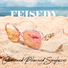 FEISEDY Women's Fashion Sunglasses, Oversized Square Frame with Pearl Sparkling, Polarized UV Protection B2821