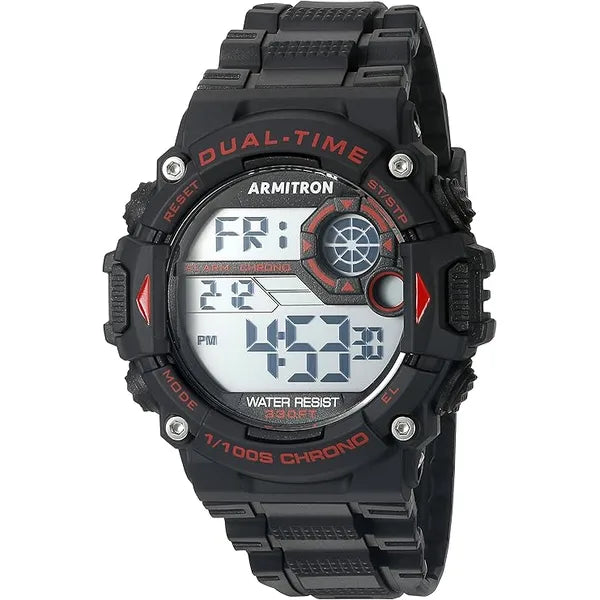 Armitron Sport Men's 40/8356RED Red Accented Digital Chronograph Black Resin Strap Watch