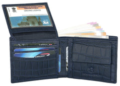 WildHorn® RFID Protected Genuine Leather Wallet & Gift Combo for Men - BLUE CROCO201