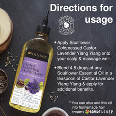 Soulflower Scalp Nourishment Hair Oil with Blend of Castor, Lavender, Ylang Ylang Oil for Hair Fall Control, Scalp, Hair Nourishment - 100% Pure, Organic, Natural Cold pressed Oil - 6.77 Fl.Oz
