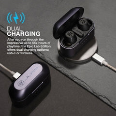 JLab, Epic Lab Edition, True Wireless Earbuds, Hybrid Dual Drivers, Spatial Audio, Black