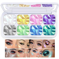 Tazweeq 8 Colors Face Highlighter, Diamond Glitter iluminadores, Makeup Palette, Intense-Color Chameleon Eyeshadow Shimmer, Highlighter Metallic Contour Bronzer Palette