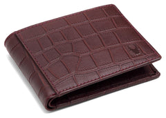 WildHorn Men Leather Wallet for Men Men's Wallet - MAROON CROCO
