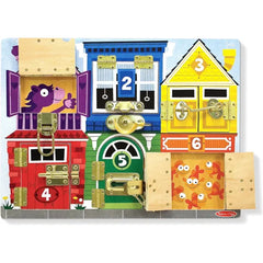 Melissa & Doug Wooden Latches Board Sensory Activity Toy For Kids, Doors And Locks Toy, Wooden Busy Board, Toddler Toys For Ages 3+