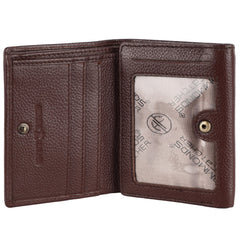 HAMMONDS FLYCATCHER Genuine Leather Wallet for Men, RFID Protected Leather Purse for Men, Money Purse for Men, Tri-Fold Wallet, 5 Card Slots, 2 ID Slot, Hidden Pocket, Metal Snap Button, Redwood Brown