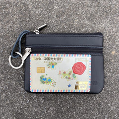 Moplusea Genuine Leather 2 Zipper Coin Purse Wallet With Key Ring, Soft Change Purse, Coin Pouch Holder For Men, GLCB010 Black, Size 4.53 * 3.34 Inches, Genuine Leather