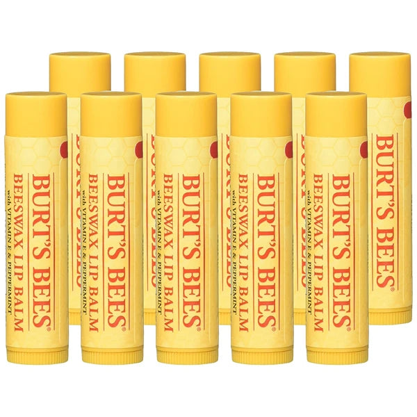 Burt's Bees Beeswax Lip Balm with Vitamin E & Peppermint 0.15 oz (Pack of 10)