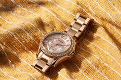 Fossil Women's Riley Stainless Steel Crystal-Accented Multifunction Quartz Watch, Riley Multifunction - ES2811 Rose Gold