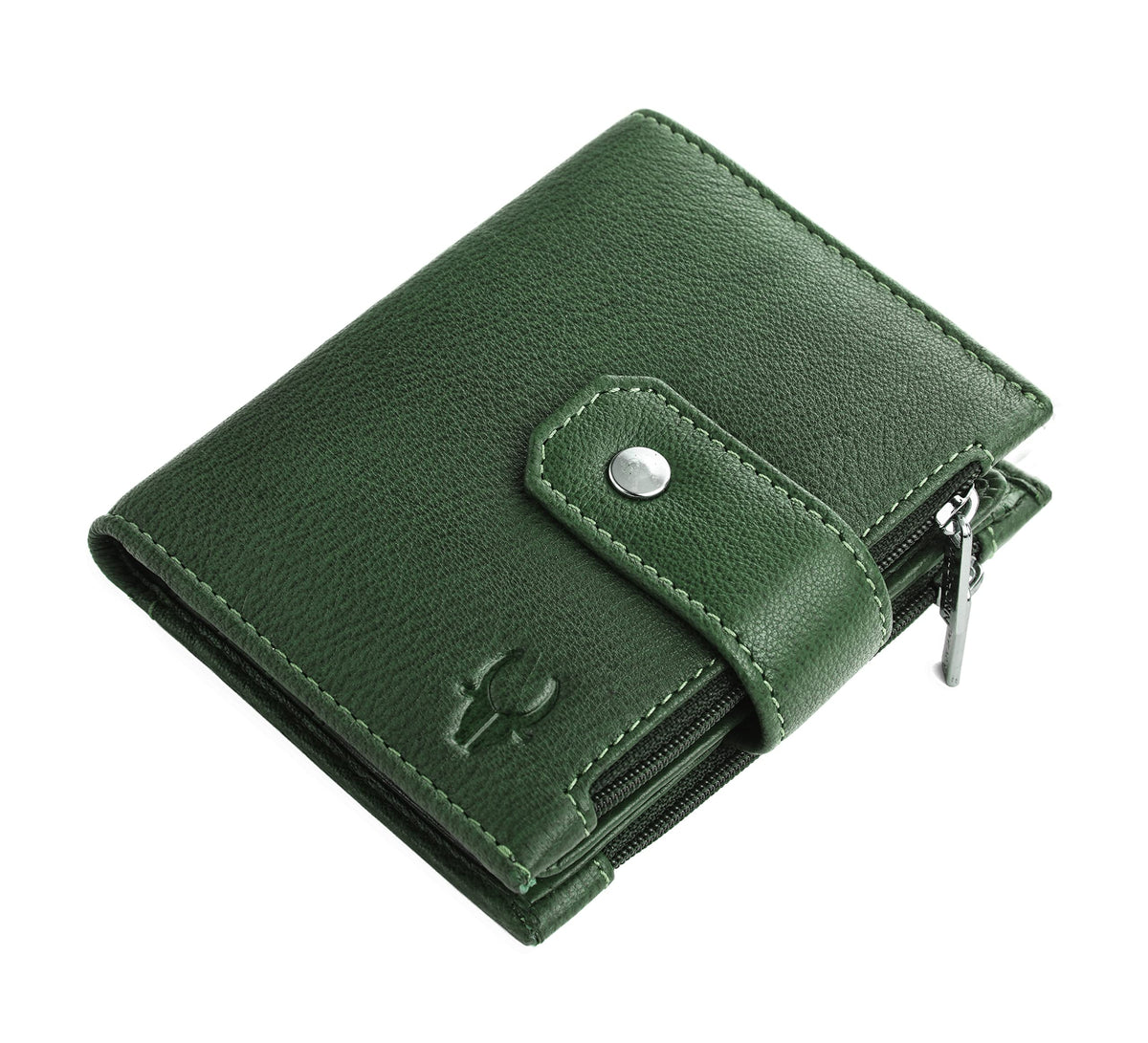 WildHorn Top Grain Leather Wallet for Men | Loop Closure | Ultra Strong Stitching I Zip Compartments with11Card Slots | 1 ID Window (Green)