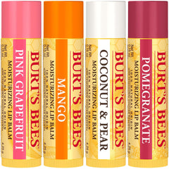 Burt's Bees 100% Natural Moisturizing Lip Balm, Superfruit - Pink Grapefruit, Mango, Coconut & Pear, Pomegranate - 4 Tubes