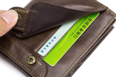 Mens RFID Blocking Wallet,Leather Vintage Bifold Card Holder Purse with Zipper, Brown, M-medium, Rfid Wallet