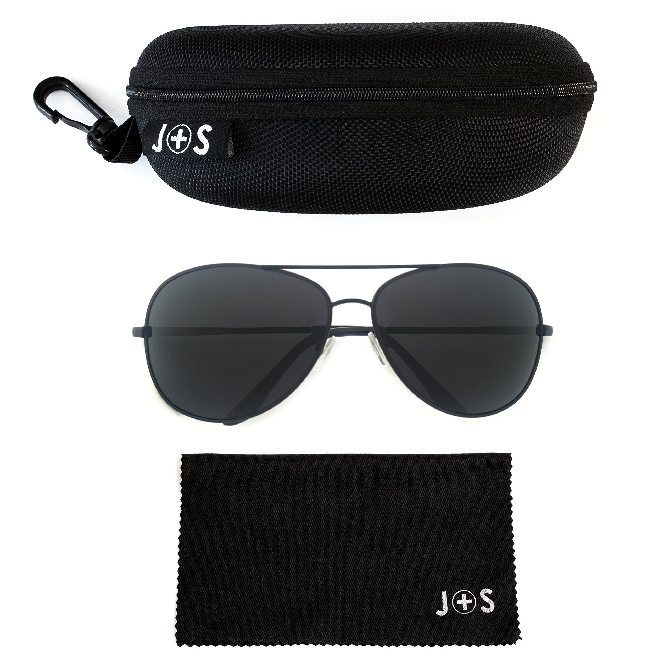 J+S Premium Military Style Classic Aviator Sunglasses, Polarized, 100% UV protection