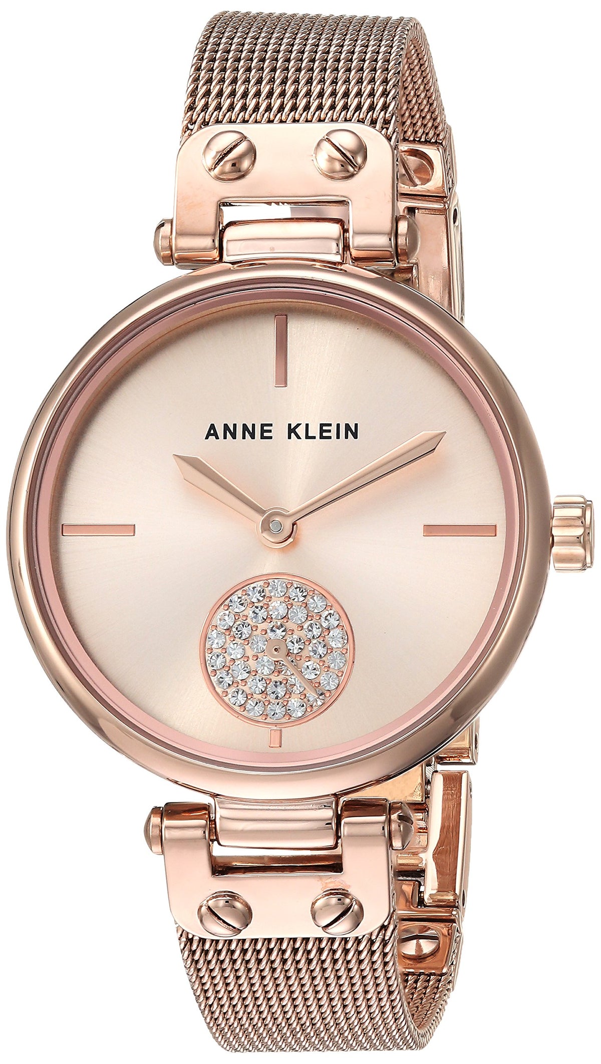 Anne Klein Women's Premium Crystal Accented Mesh Bracelet Watch