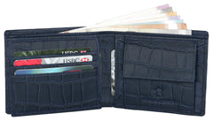 WildHorn® RFID Protected Genuine Leather Wallet & Gift Combo for Men - BLUE CROCO201