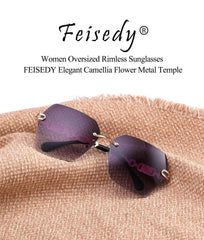 Rimless Sunglasses for Women Metal Square Frame Classic Diamond Grandient lens Eyewear UV Protection Fashion Shades for Women B2567
