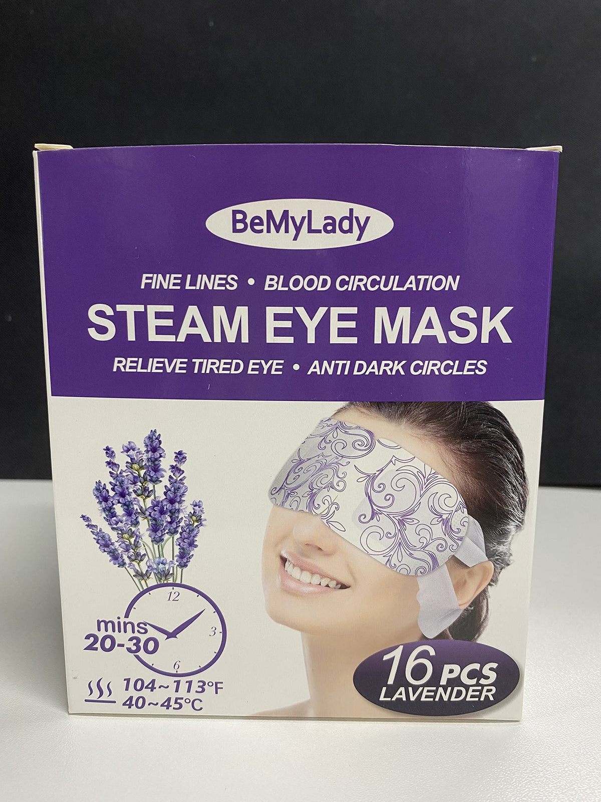 BeMyLady Lavender Eye Mask 16 Packs Heated Eye Mask for Dark Circles and Puffiness Disposable Soothing Headache Relief, Steam Eye Mask for Puffy Eyes, Skincare, Hydrating and Relieve eye fatigue
