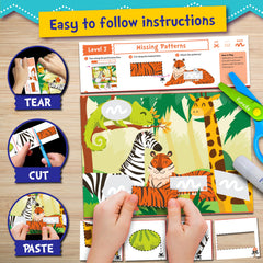 Funcils Toddler Scissor Skills - Art Supplies & Crafts Kit for Kids, Safety Scissors, Fine Motor Toys, Stocking Stuffers, for Boys & Girls Ages 3, 4, 5, 6, 7 Year Old, Activity Books