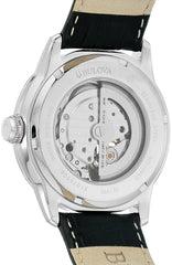Bulova Men's Classic Sutton 4-Hand Automatic Watch, 24-Hour Sub Dial, Open Aperture, Self-Winding, Exhibition Caseback, Double Curved Mineral Crystal, Luminous Hands, 42mm - Black